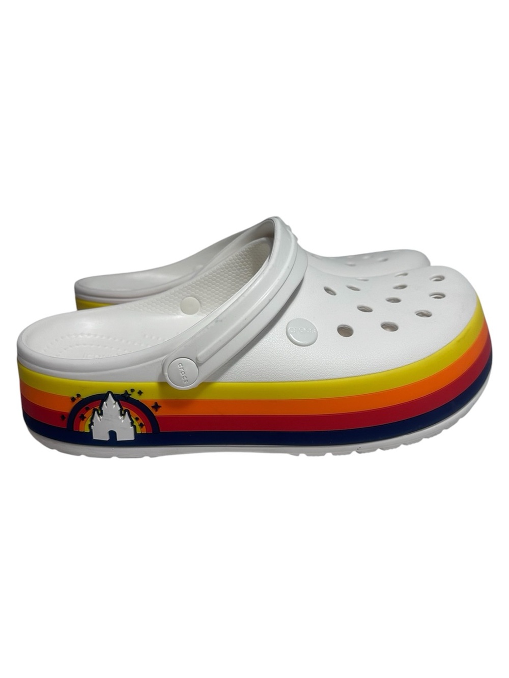 Crocs Disney Parks platform rainbow retro clogs women’s 9 men’s 7